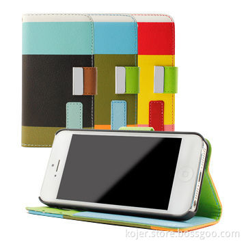 Wallet Flip Cellphone Stand Cases/Covers for iPhone 5, OEM Orders Welcomed